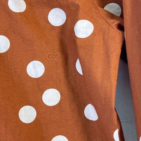 Chinti & Parker Brown White Polka Dot Long Sleeve Button Up Shirt Size Large - Picture 7 of 9